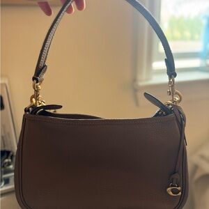 Coach Brown and Gold Shoulder Bag with Textured Leather